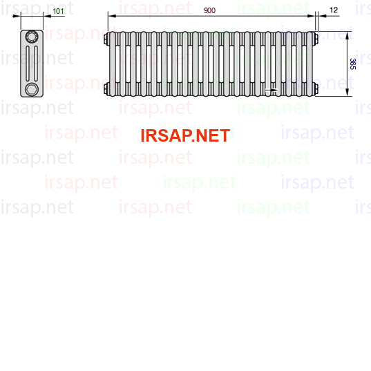 чертеж радиатора Irsap Tesi 30365-2030365-20-14-01